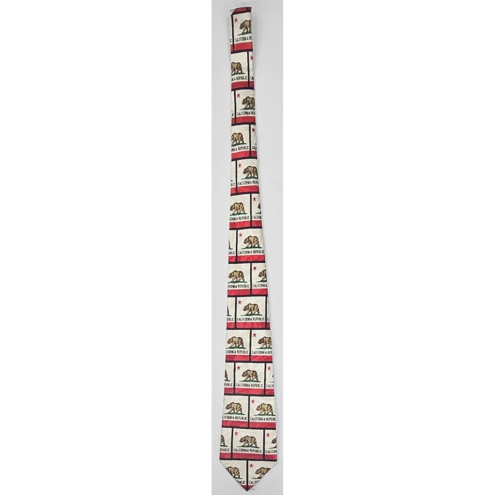 California Republic Necktie, Novelty California State Flag Tie By Steven Harris